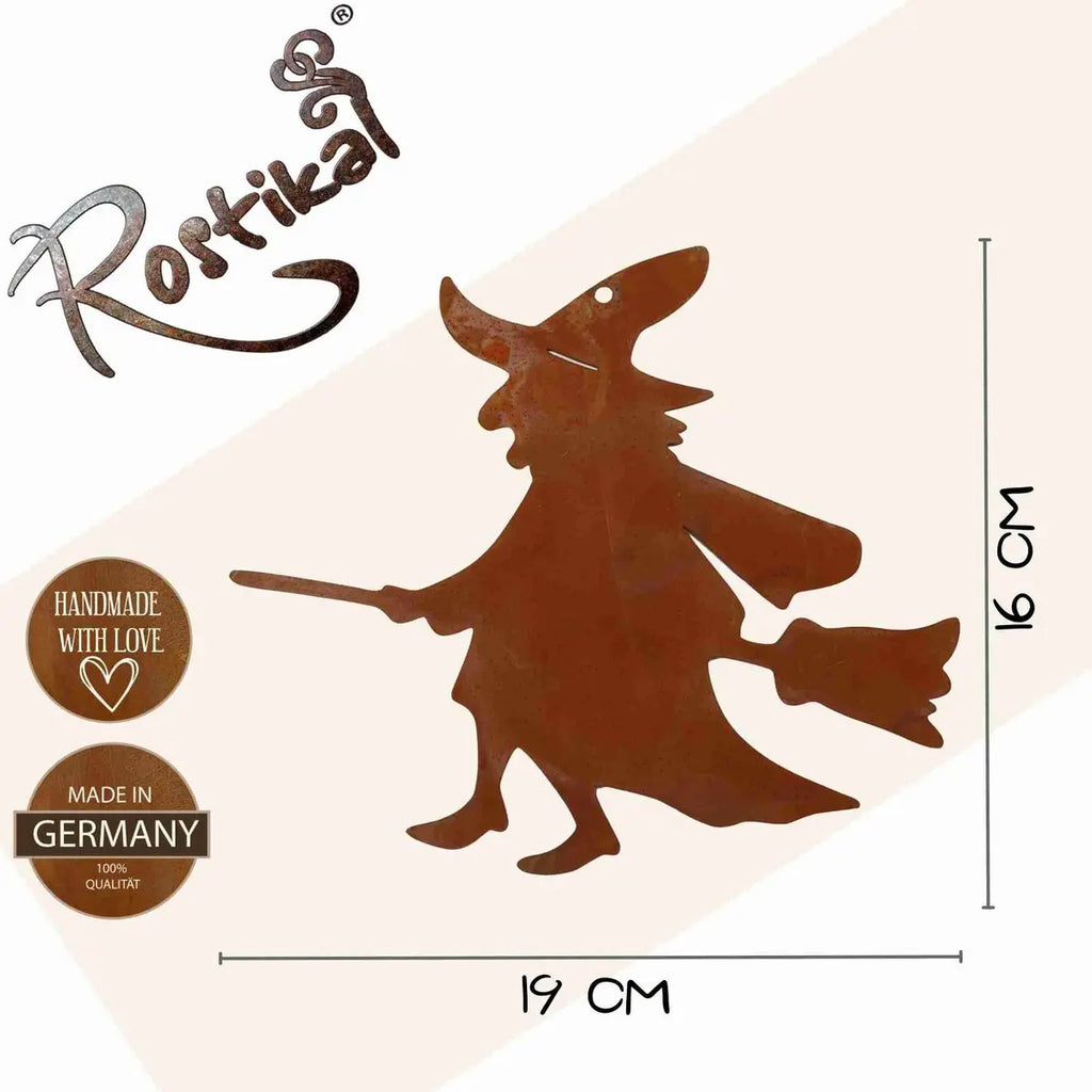 Edelrost Halloween Hexe – Hängedeko oder Gartenstecker in 3 Varianten - Pille Gartenwelt