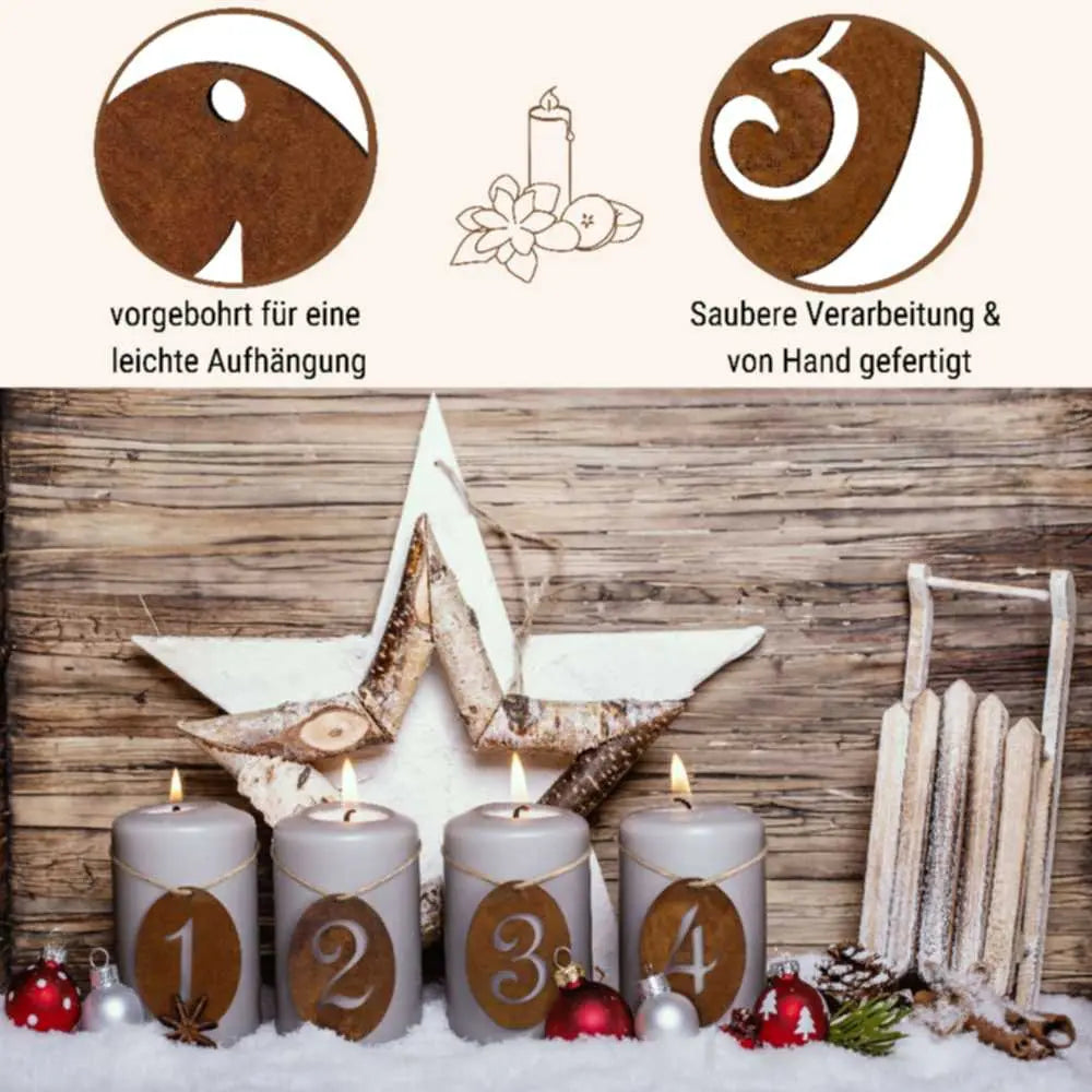 Rost Metall Adventsdeko Zahlen 1 - 4 | Weihnachtsdeko Adventzahlen Rostikal