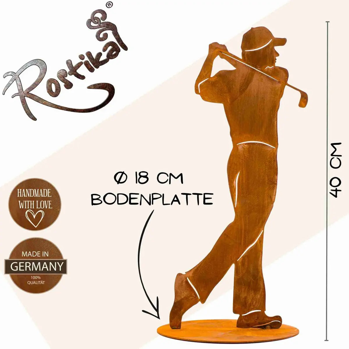 Rostige Golfspieler Deko Figur | Vatertag Geschenk | Edelrost Golfer Skulptur Rostikal