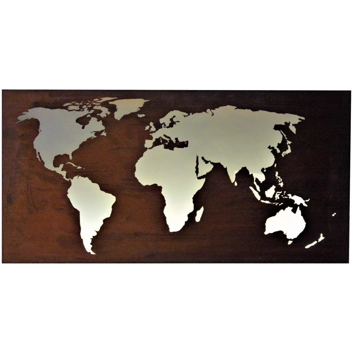 Weltkarte im Rost - Design für Zuhause und Büro | mit Glas 80 x 40 cm - Pille Gartenwelt