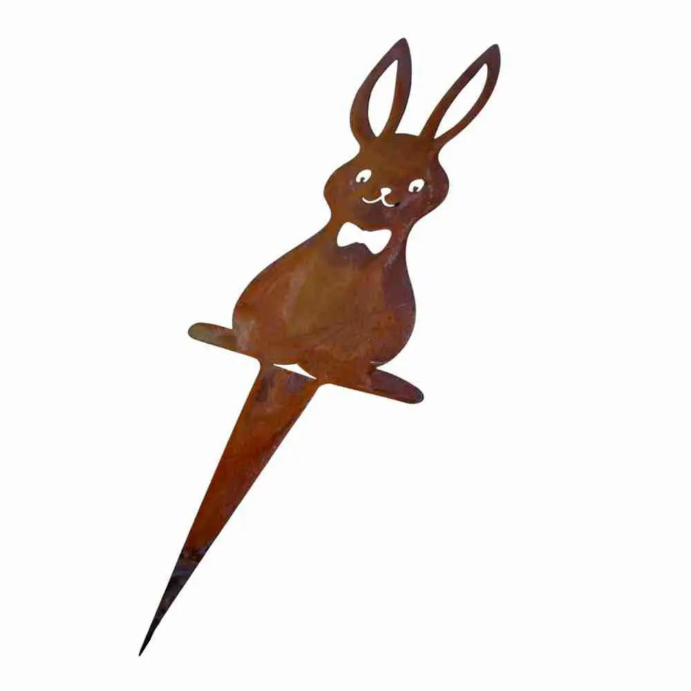 Edelrost Osterhasen Gartenstecker – Hasenfamilie 18 cm, einzeln oder Set - Pille Gartenwelt