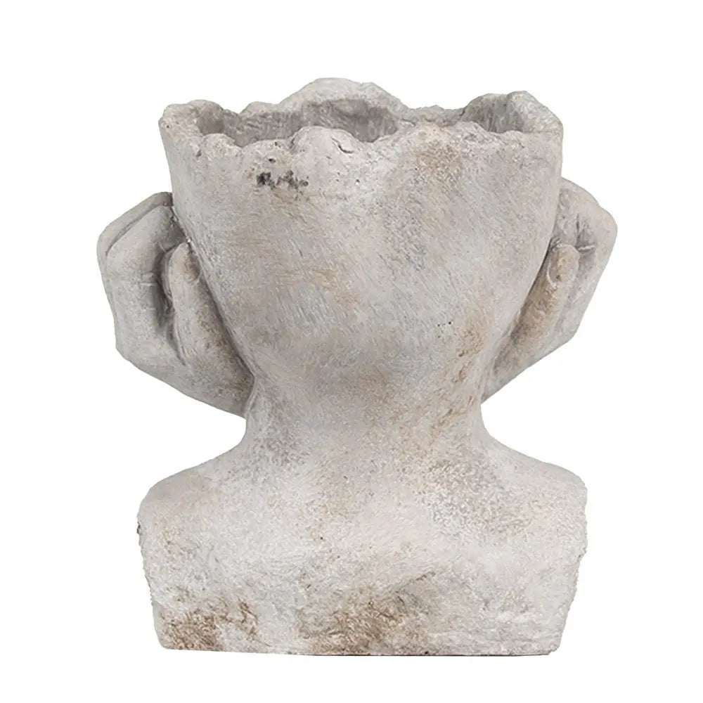 Blumentopf für den Innenbereich, Frau, 17 x 14 x 18 cm, Pflanztopf aus grauem Stein Clayre & Eef.