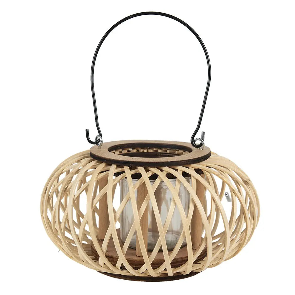 Windlicht Rattan Metall beige Ø 23x12 cm Clayre & Eef.