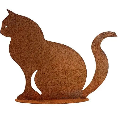 Edelrost Katze „Cleo“ – Metall Dekofigur 25 cm mit Bodenplatte Rostikal