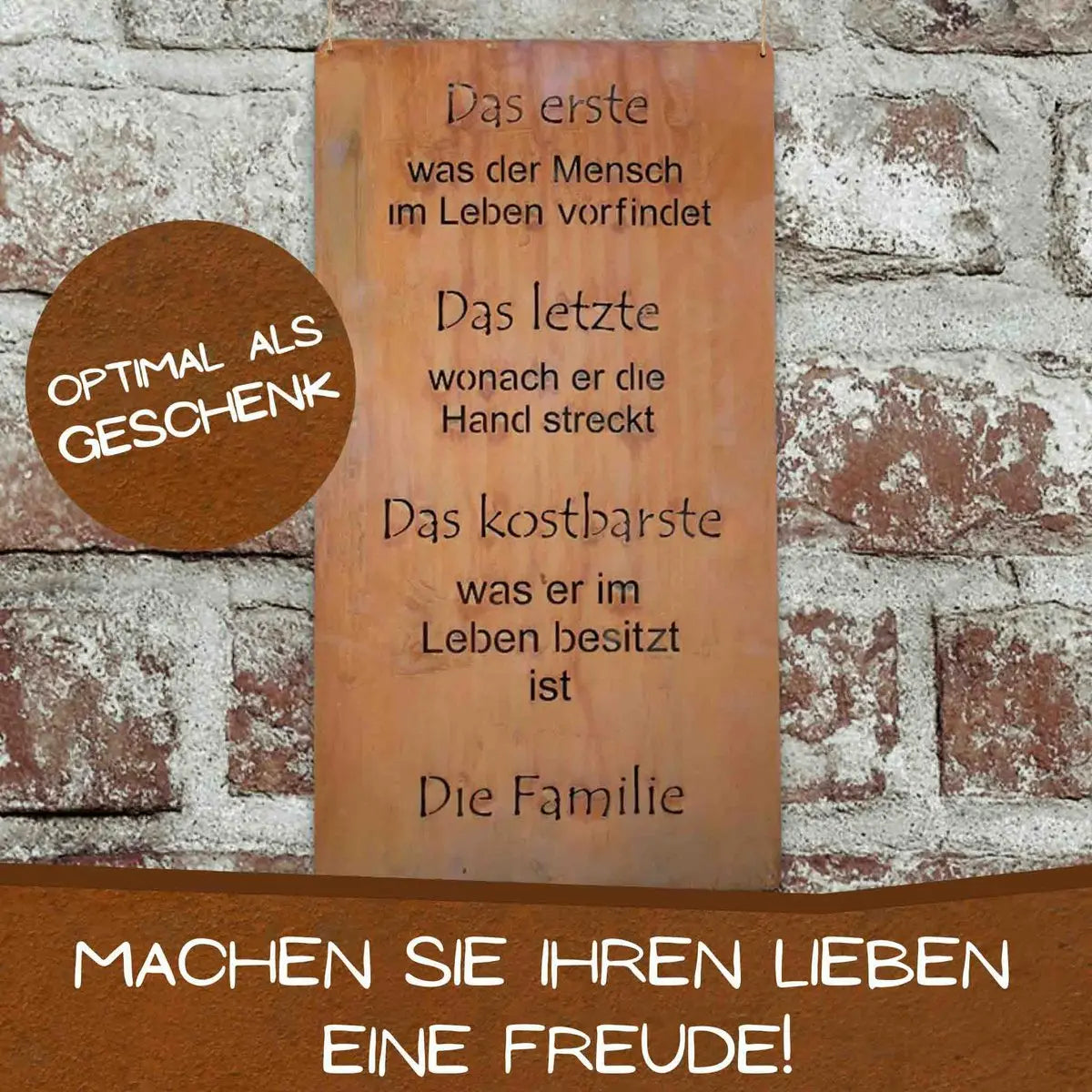 Edelrost Spruchtafel „Die Familie“ – Metallschild im Shabby Chic Look (2 Größen) - Pille Gartenwelt