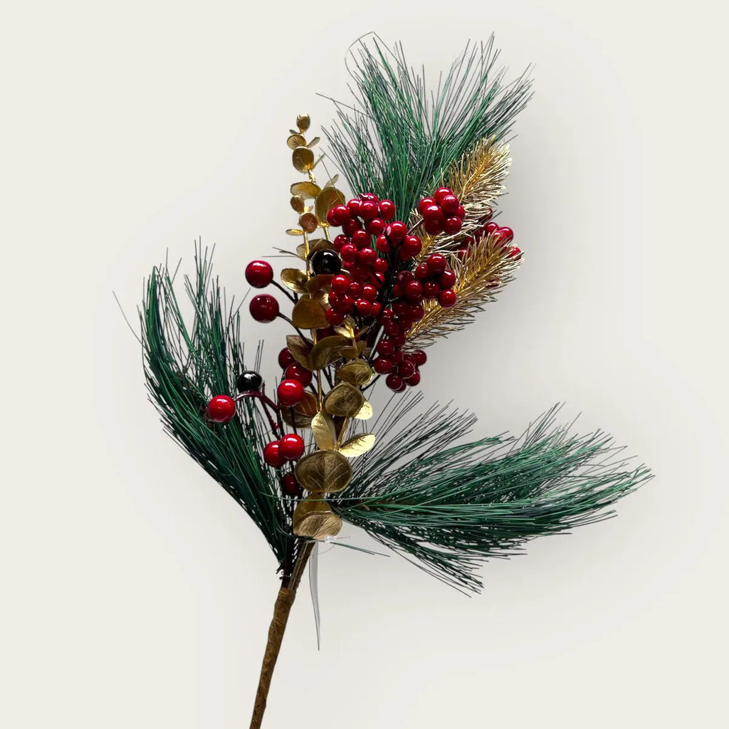 Weihnachtsblumenkombination | Kunstblume aus Seide | Länge 61cm 1Stk QMF Trading