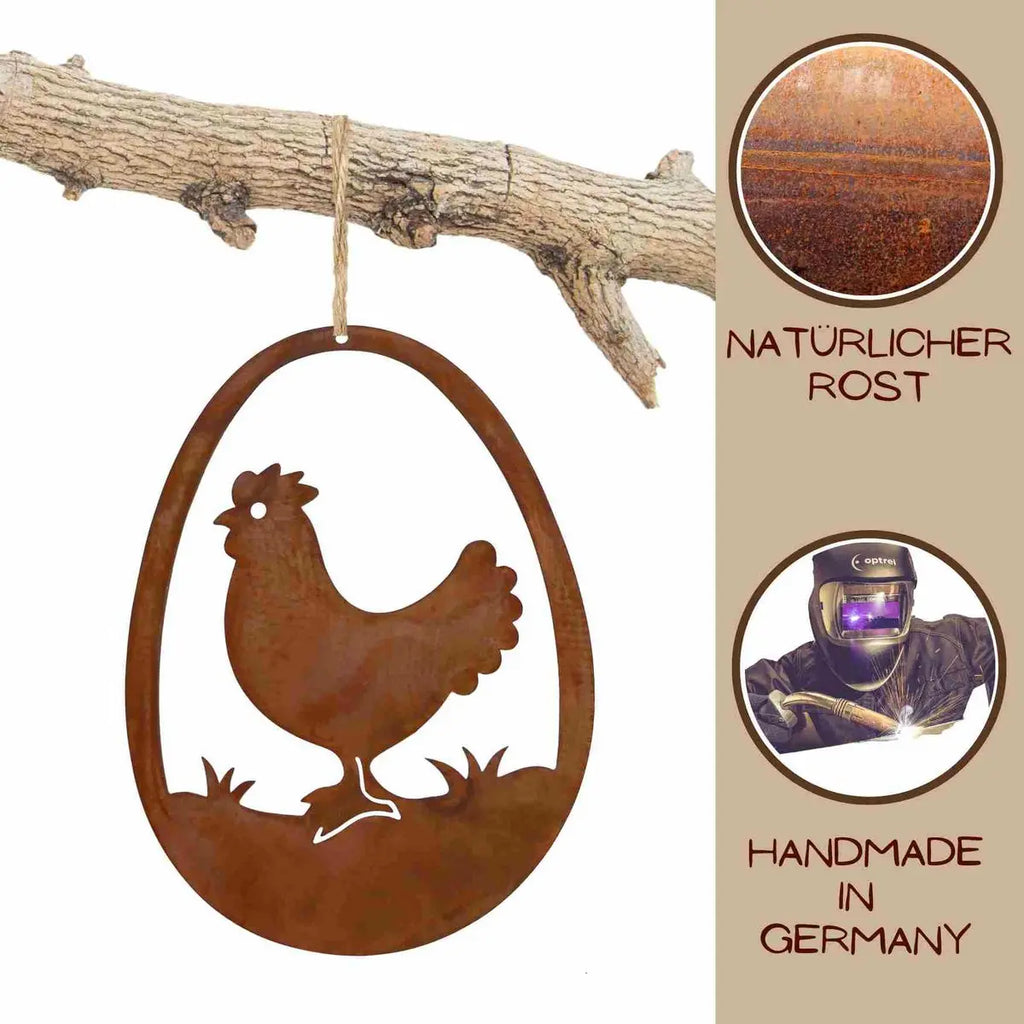 Edelrost Osterei Hängedeko aus Metall 15 cm Vintage Osterdeko - Pille Gartenwelt