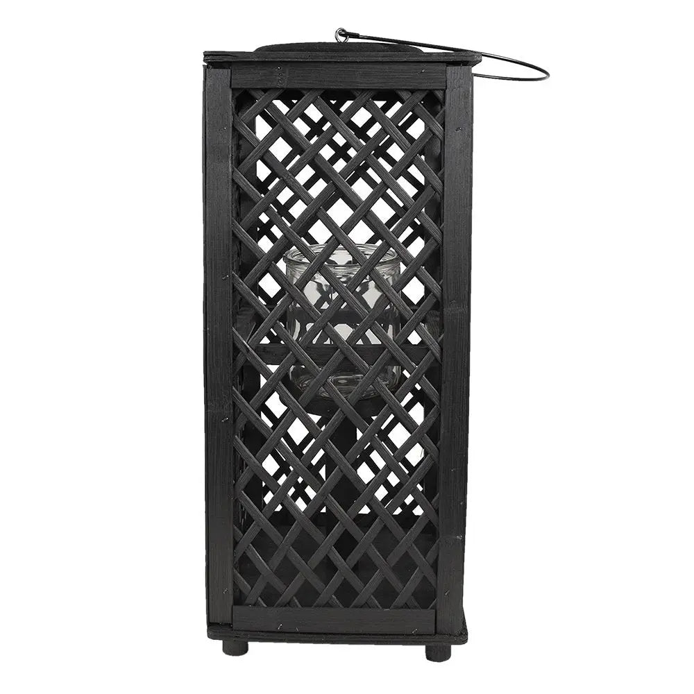 Schwarzes Windlicht Bambus 21x21x50 cm Clayre & Eef.