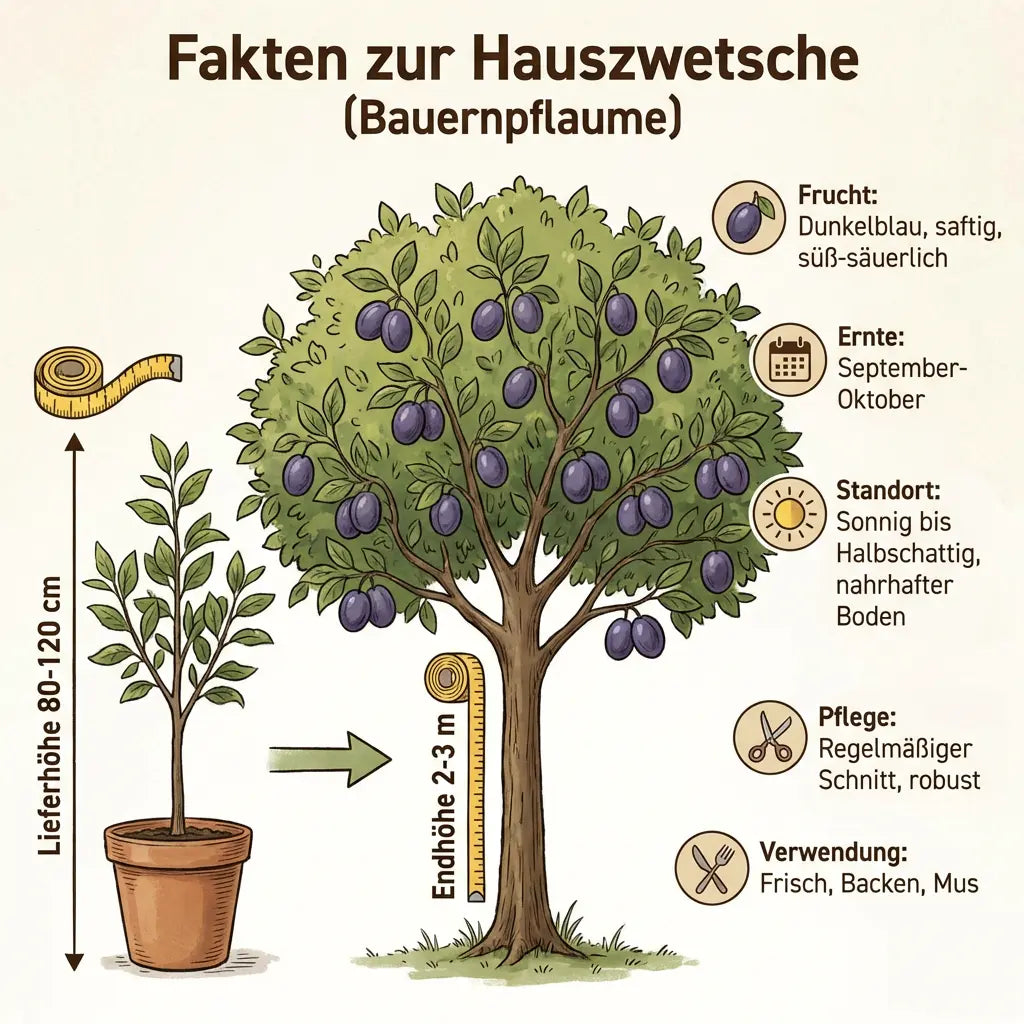 Hauszwetsche Pflaumenbaum kleinbleibend Bauernpflaume | 80-120 cm Lieferhöhe - Pille Gartenwelt