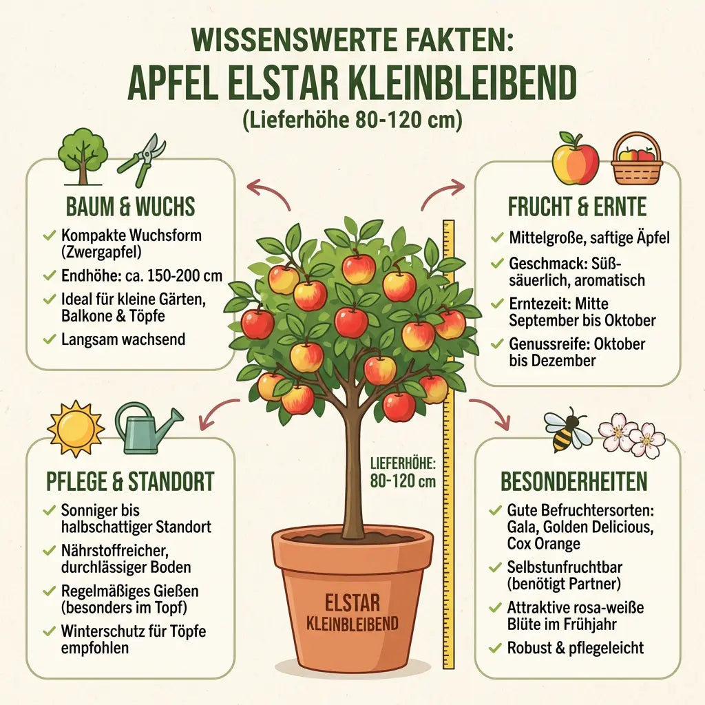 Elstar Apfel Apfelbaum Obstbaum kleinbleibend Busch 2-jährig im Topf - Pille Gartenwelt