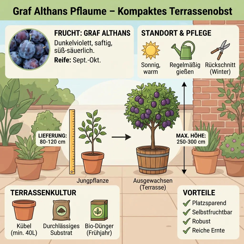Reneklode Graf Althans – Terrassenobst oder Buschform (sehr aromatisch)