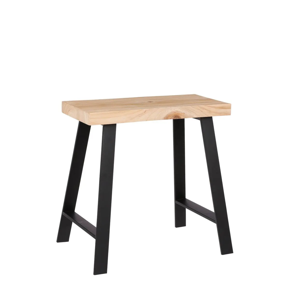 Hocker Plano Eisen Kiefernholz – L46 x B32 x H46 cm – Hellbraun - Pille Gartenwelt