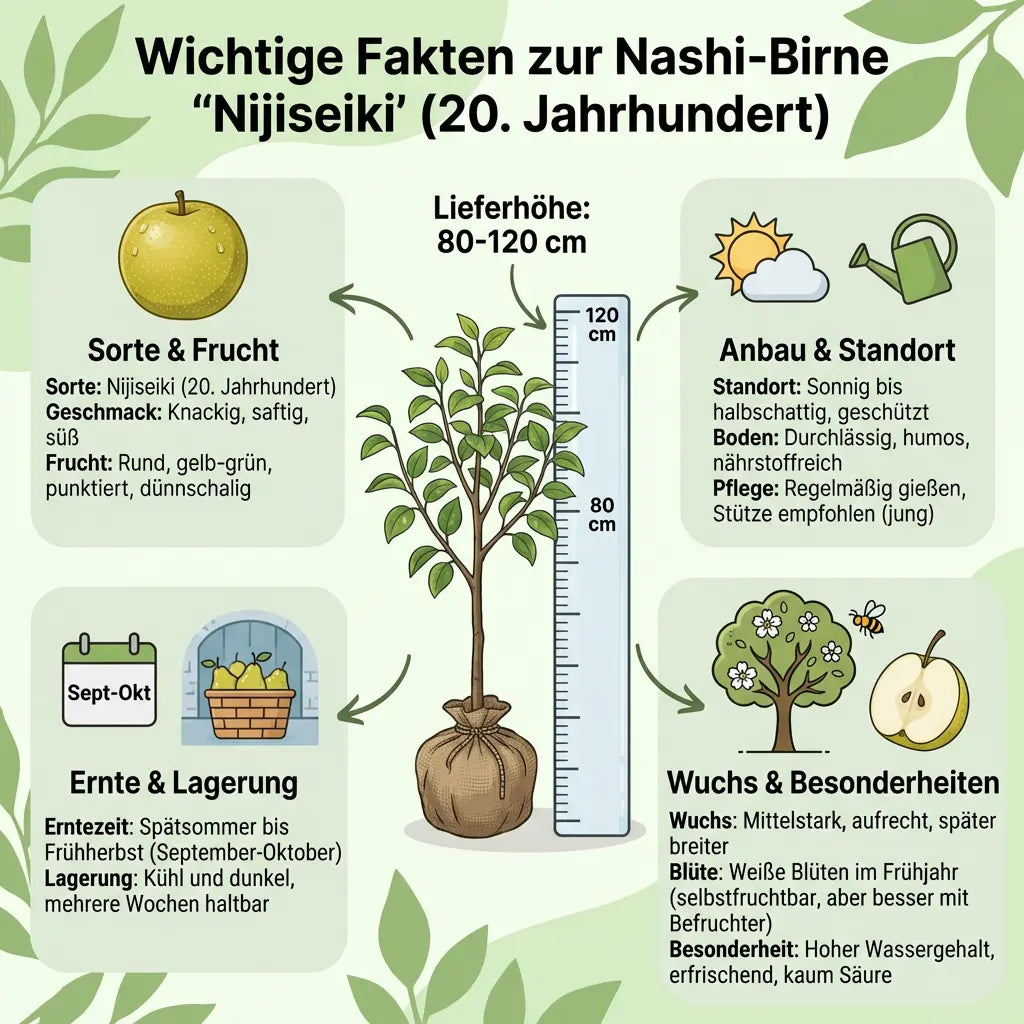 Nashi-Birne Nijiseiki Birnen Birnenbaum Obstbaum 80 - 120 cm 2-jährig Busch - Pille Gartenwelt