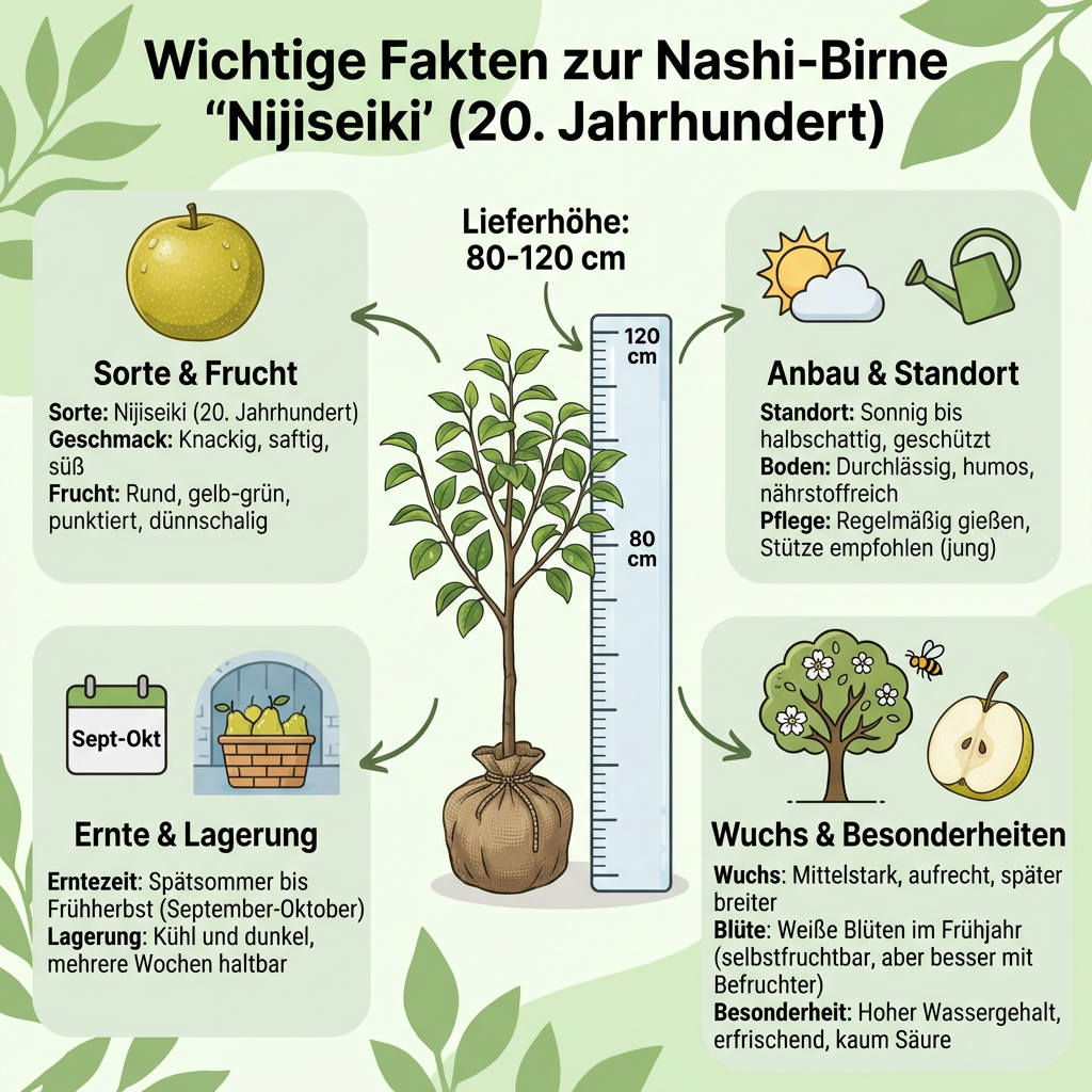 Nashi-Birne Nijiseiki Birnen Birnenbaum Obstbaum 80 - 120 cm 2-jährig Busch