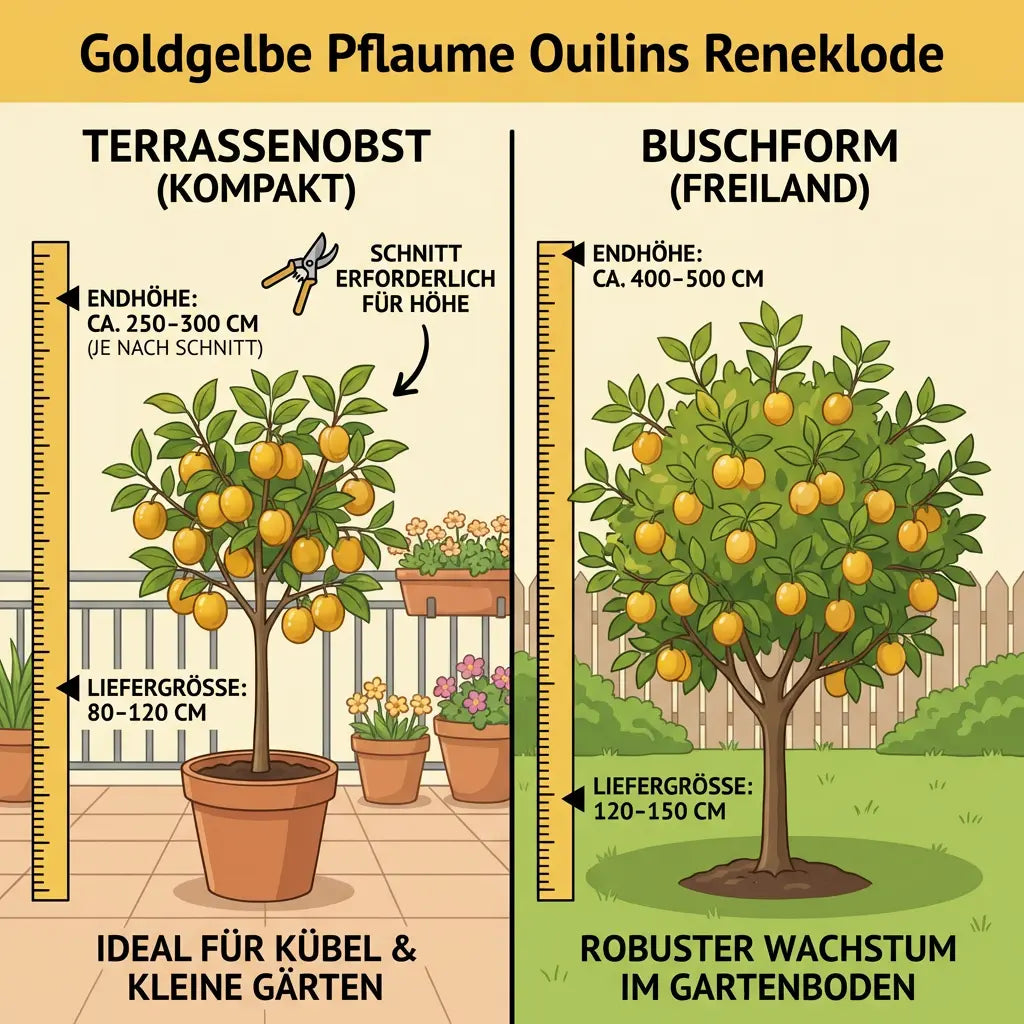 Reneklode Oullins – Terrassenobst oder Buschform (goldgelb & süß) Pille Gartenwelt