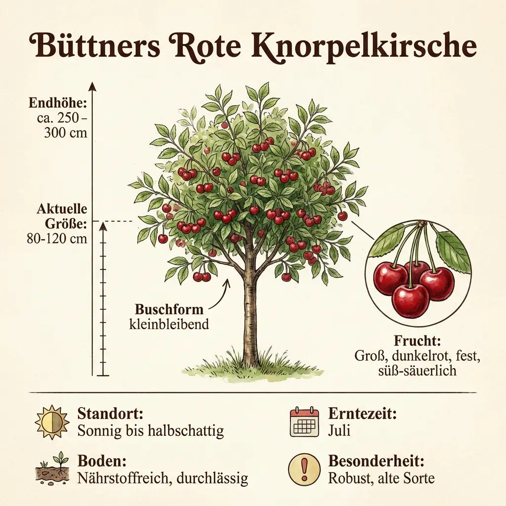 Büttners rote Knorpelkirsche 2-jährig im Topf kleinbleibend bewährte Sorte - Pille Gartenwelt