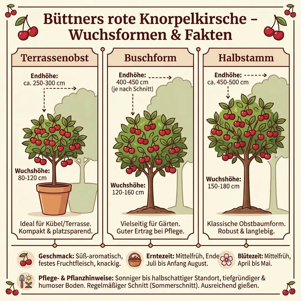 Büttners Rote Knorpelkirsche – Terrassenobst, Busch oder Halbstamm Pille Gartenwelt