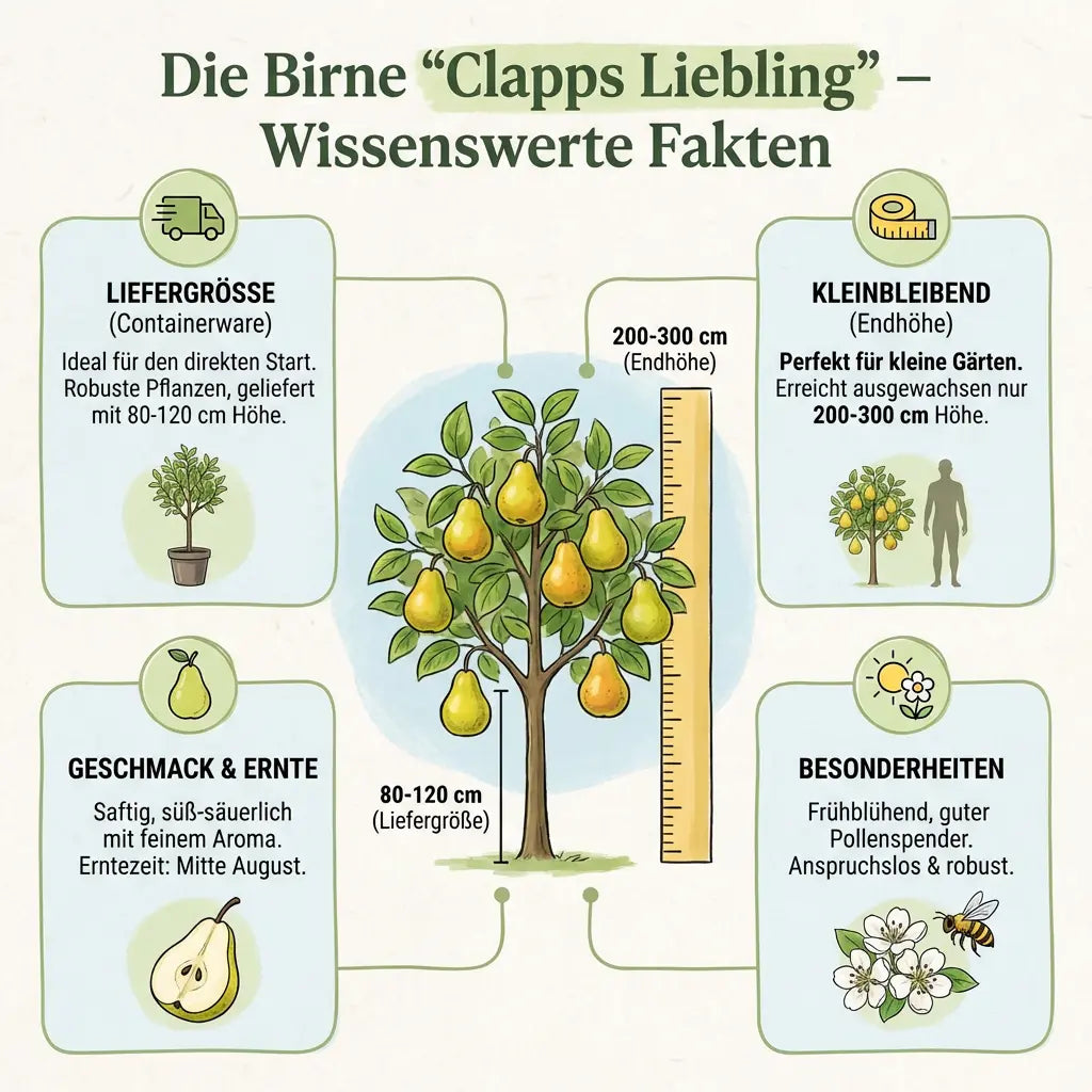 Clapps Liebling Birne Birnenbaum Obstbaum kleinbleibend 2-jährig Busch - Pille Gartenwelt