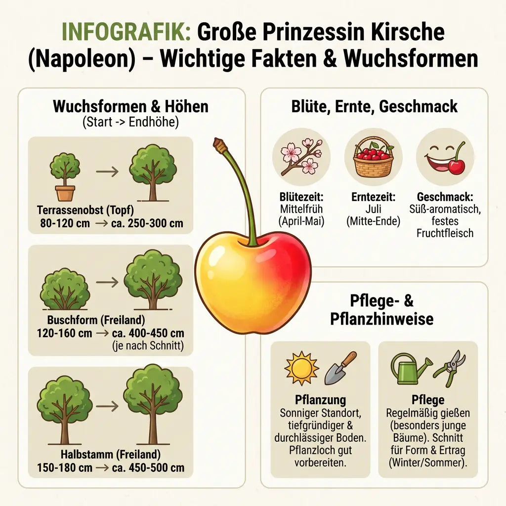Große Prinzessin Kirsche (Napoleon) – Terrasse, Busch oder Halbstamm Pille Gartenwelt