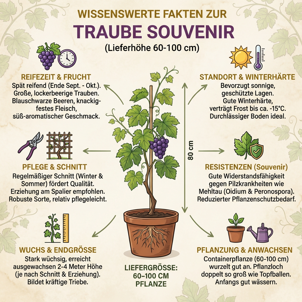 2er Set Weintrauben kernlos Suffolk Red Souvenir Pflanzen Weintraube 60-100 cm