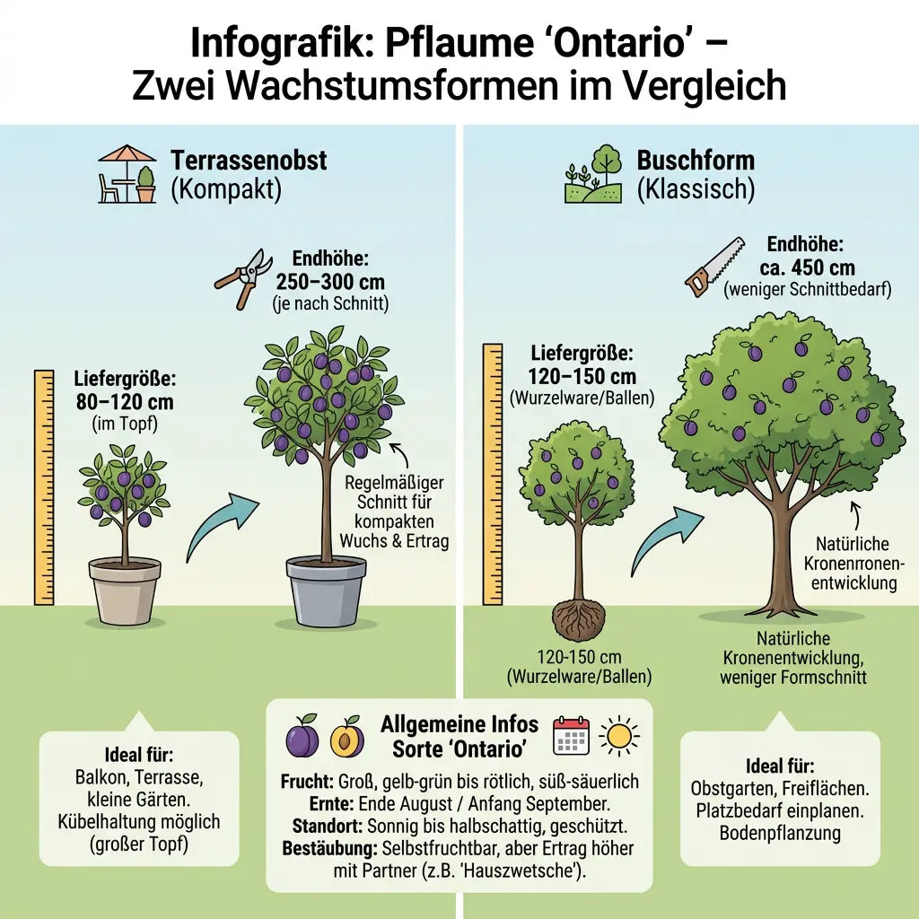 Pflaume Ontario – Terrassenobst oder Buschform (sehr saftig) Pille Gartenwelt