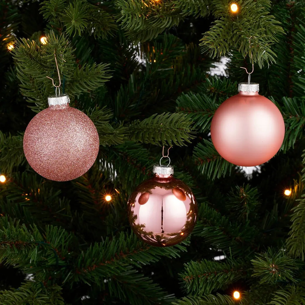 Rosa Christbaumkugeln verschiedene Größen glänzend matt