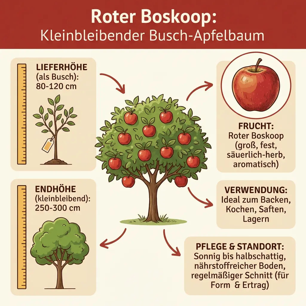 Winterapfel Roter Boskoop Apfelbaum Busch kleinbleibend saftig 2-jährig im Topf - Pille Gartenwelt