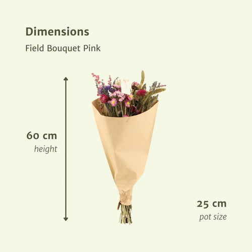 Trockenblumen Feldbouquet pink 12er Set 35 cm