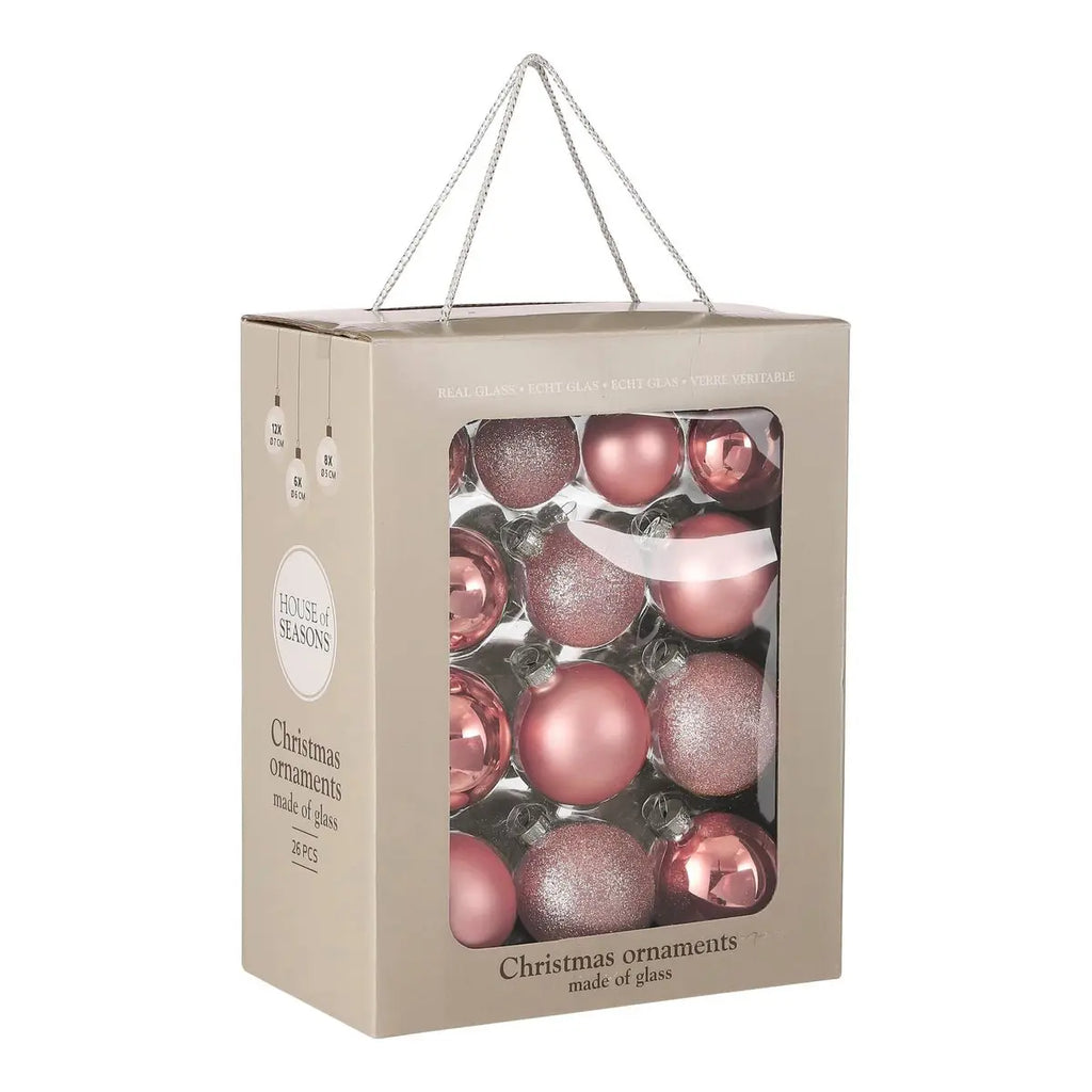 Weihnachtskugel Set rosa wetterfest Weihnachtsdeko draußen