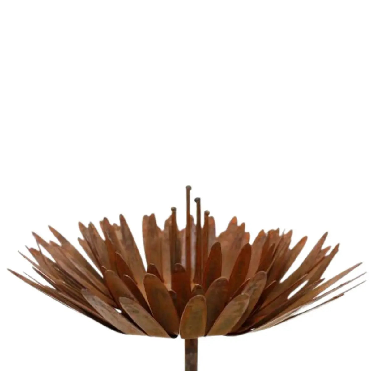 Edelrost Blumenstecker Chrysantheme 3D – Metallblüte auf Stab 85 cm, Vintage - Pille Gartenwelt