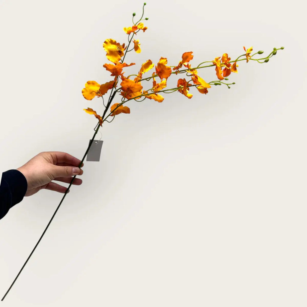 Orangefarbenes Oncidium | Kunstblume aus Seide | Länge 97cm 1Stk QMF Trading
