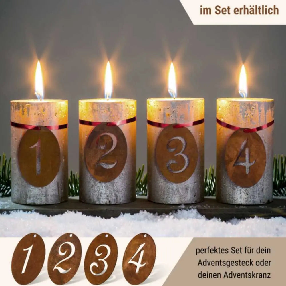 Rost Metall Adventsdeko Zahlen 1 - 4 | Weihnachtsdeko Adventzahlen Rostikal