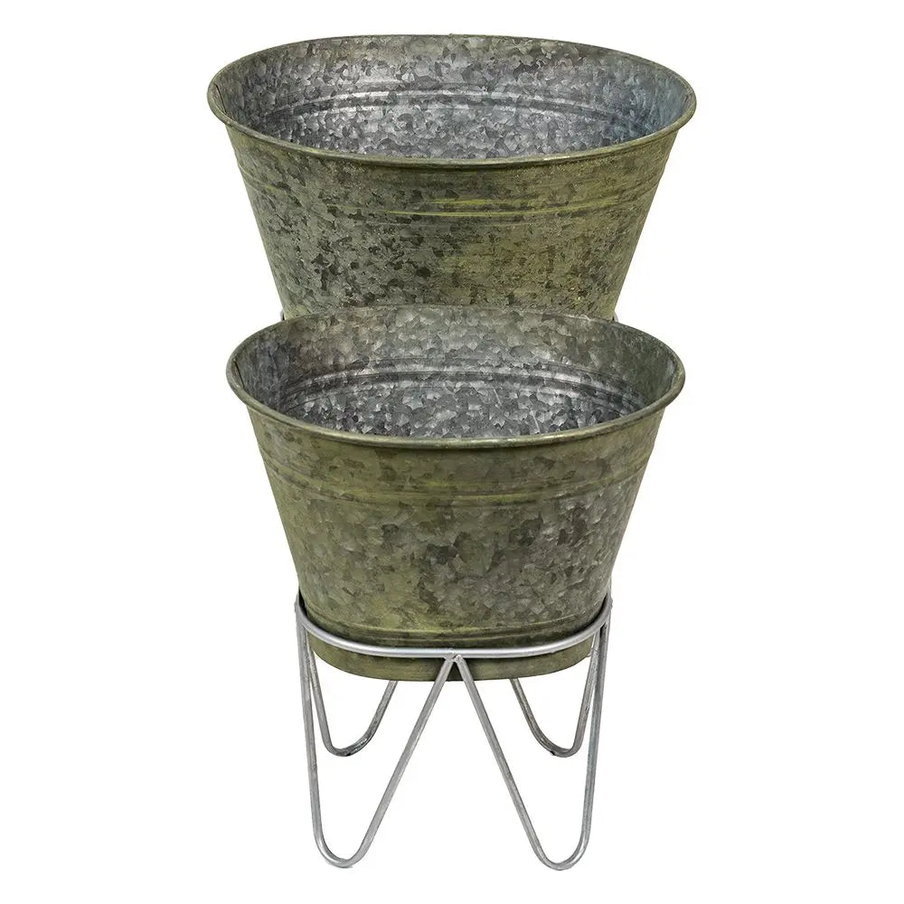 Pflanztopf 2er Set Deko-Pflanzenhalter (2) 46x38x26/56/37x31x23/43 cm Clayre & Eef.