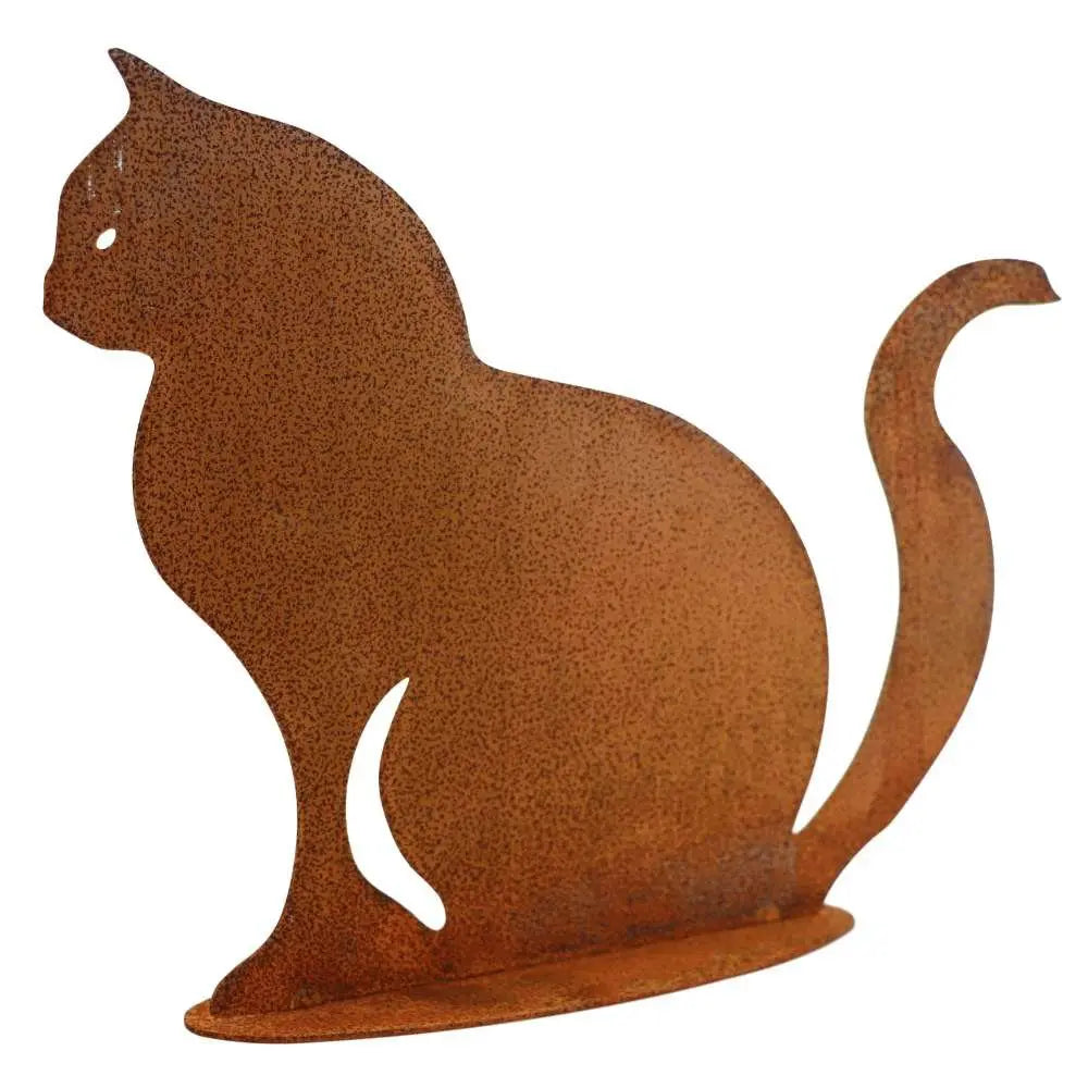 Edelrost Katze „Cleo“ – Metall Dekofigur 25 cm mit Bodenplatte Rostikal