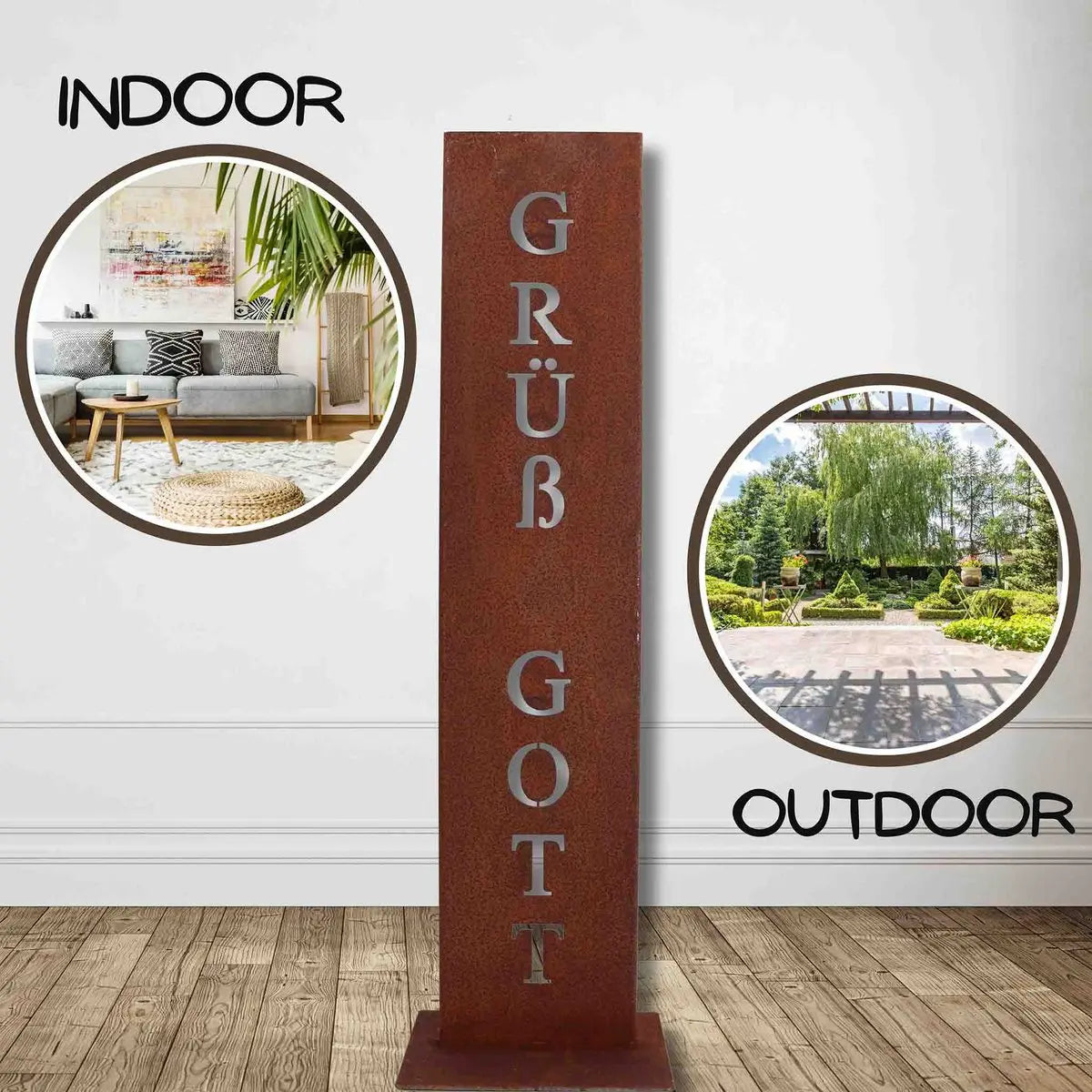 Grüß Gott - Rost Schild im Edelrost Look | - Pille Gartenwelt