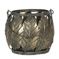 Windlicht Relieflicht 17x17x15 cm Kupferschärfe Metallblätter Kerzenhalter Clayre & Eef.
