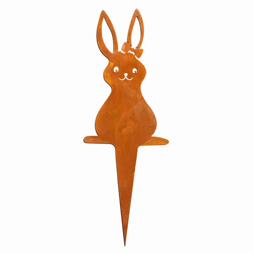 Edelrost Osterhasen Gartenstecker – Hasenfamilie 18 cm, einzeln oder Set - Pille Gartenwelt