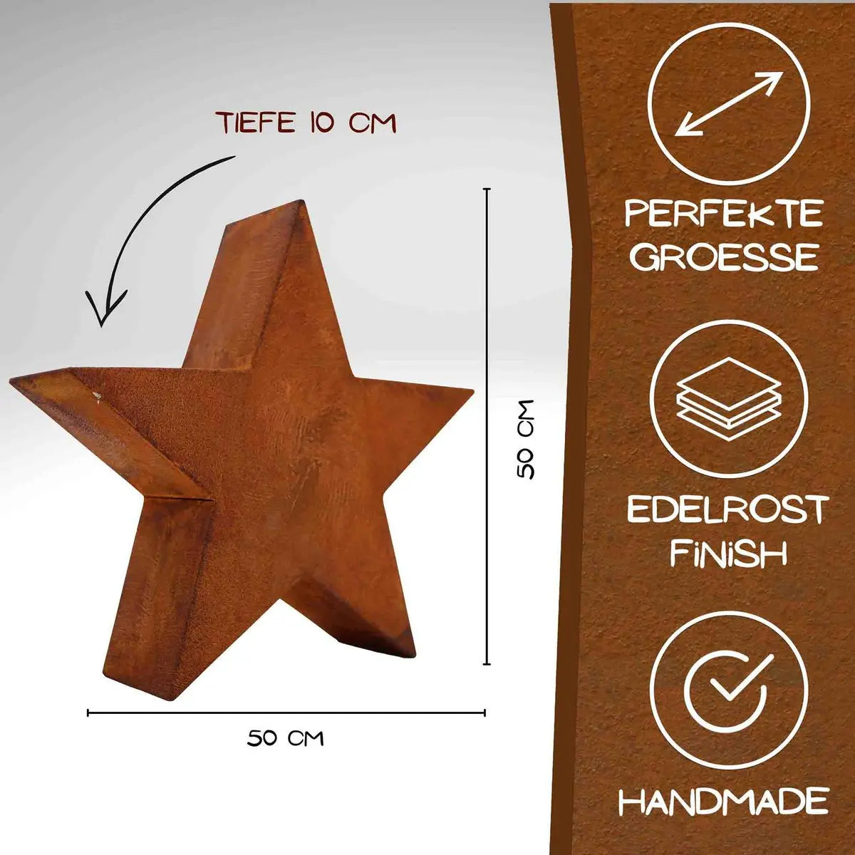 Edelrost Weihnachtsstern 3D aus Metall – 30 cm oder 50 cm Rost Deko - Pille Gartenwelt