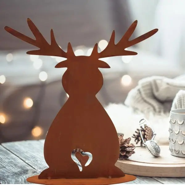 Weihnachten | Elch Rost Weihnachtsdeko Figur | auf Bodenplatte Rostikal