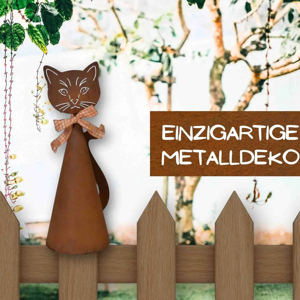 Edelrost Katzen Pfostenhocker – Rostfigur Katze für Zaun & Mauer, 33 cm - Pille Gartenwelt