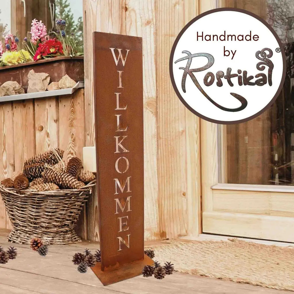 Willkommen Ständer | Rost Deko Schild - Pille Gartenwelt