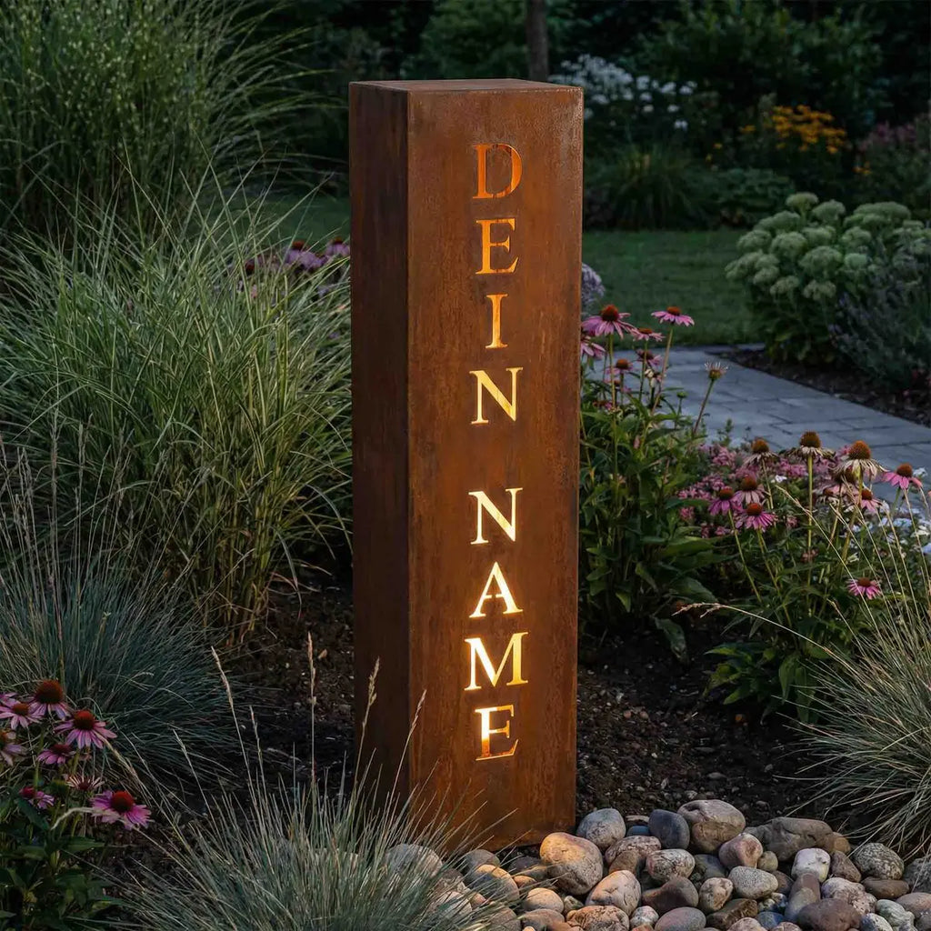 Personalisierte Geschenkideen, Dekosäule mit eigenen Namen von Rostikal - Personalisiert mit Ihrem Namen - Pille Gartenwelt