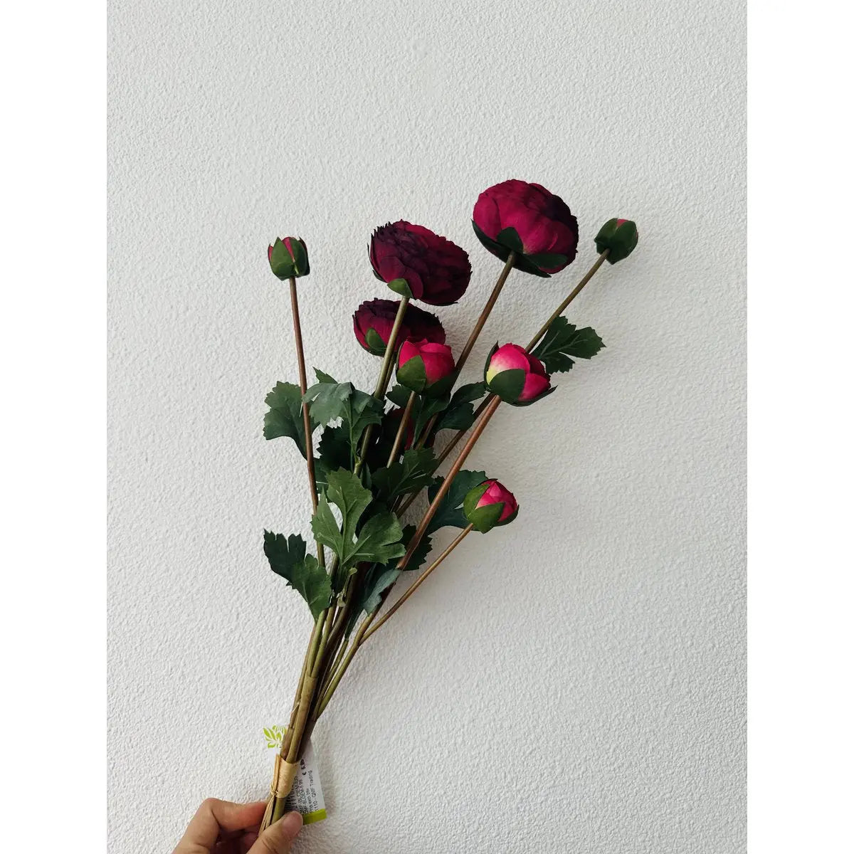 9-stämmige Glimmer-Dekorationen, Ranunkeln, künstlicher Blumenstrauß / Länge 55 cm / Rosa QMF Trading