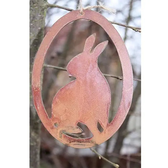 Edelrost Osterhasen zum Aufhängen – Fensterdeko & Türkranz, stehend/sitzend - Pille Gartenwelt