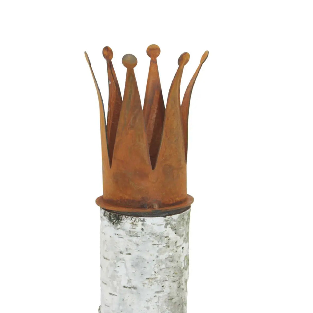 Edelrost Krone Teelichthalter mit Spieß – Metall Deko 15 cm - Pille Gartenwelt