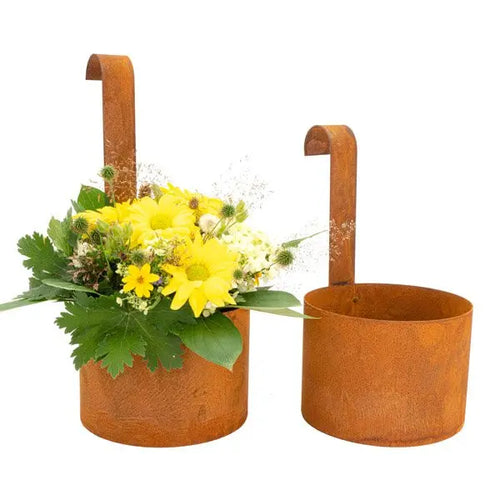 2 x Edelrost Hängetopf Ø14 cm – Pflanztopf zum Aufhängen für Balkon & Garten - Pille Gartenwelt