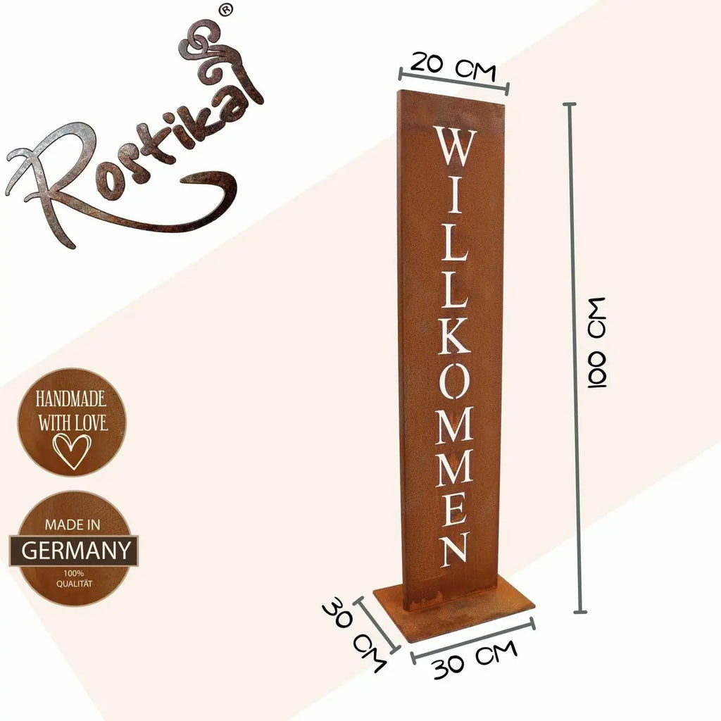 Willkommen Ständer | Rost Deko Schild - Pille Gartenwelt