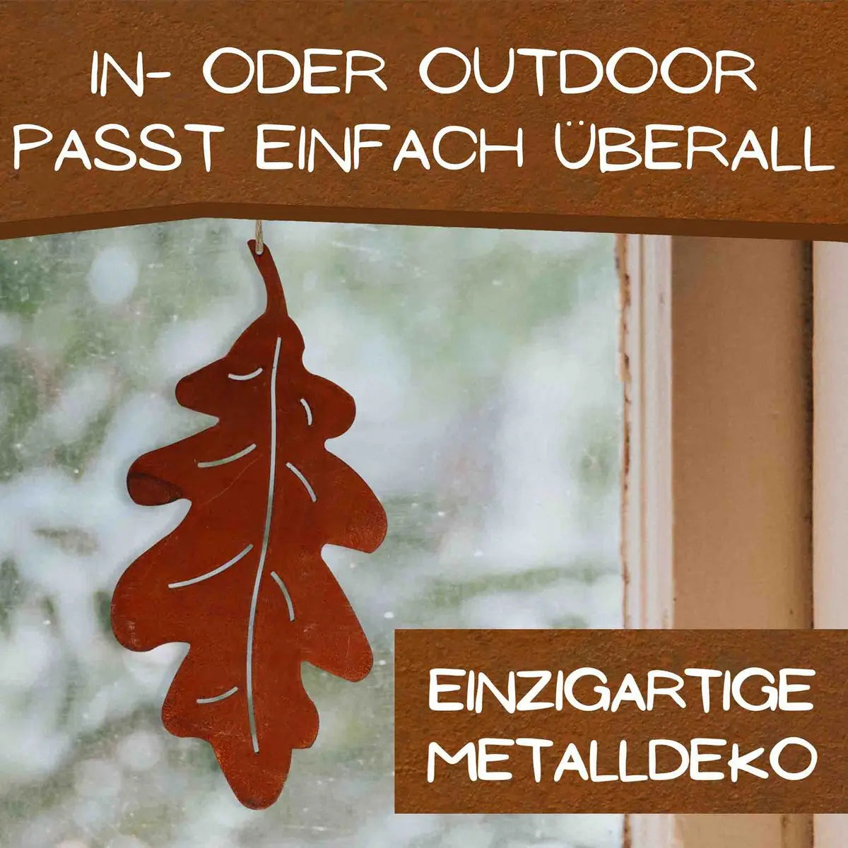 Edelrost Eichenblatt Anhänger – Herbstdeko Metall 15 cm - Pille Gartenwelt