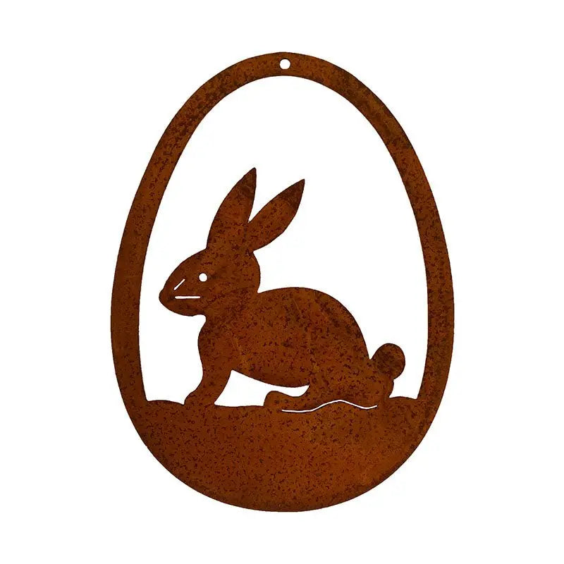 Edelrost Osterdeko Hase im Osterei – Hängeanhänger 15 cm Vintage - Pille Gartenwelt