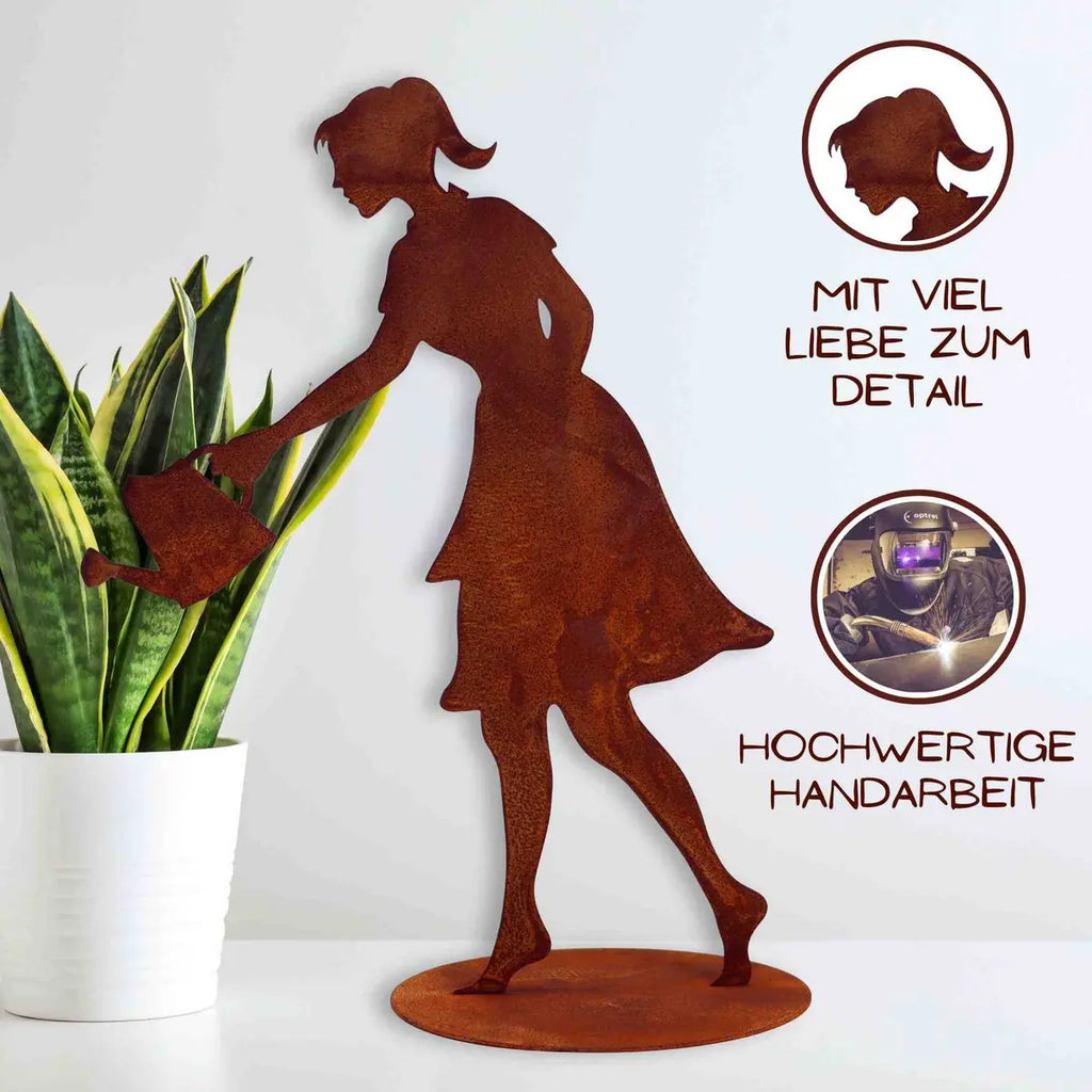 Deko Gärtnerin "Gisela" aus Metall | Wohn- und Gartendeko Figur Rostikal